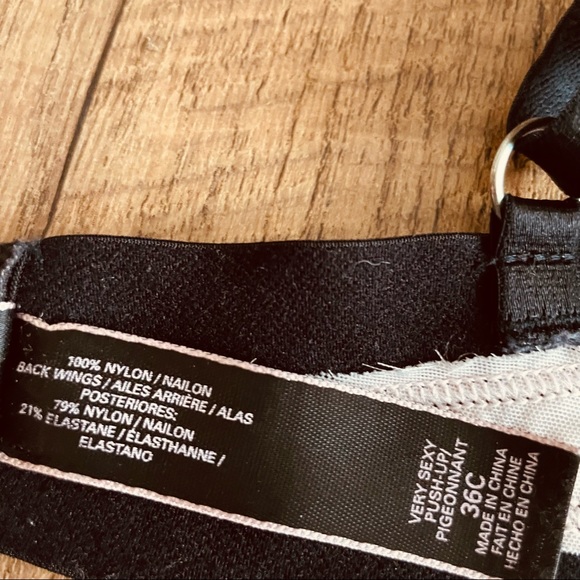 Victoria’s Secret Very Sexy Push-Up 36C lace light Pink/Black bra EUC - Picture 4 of 9